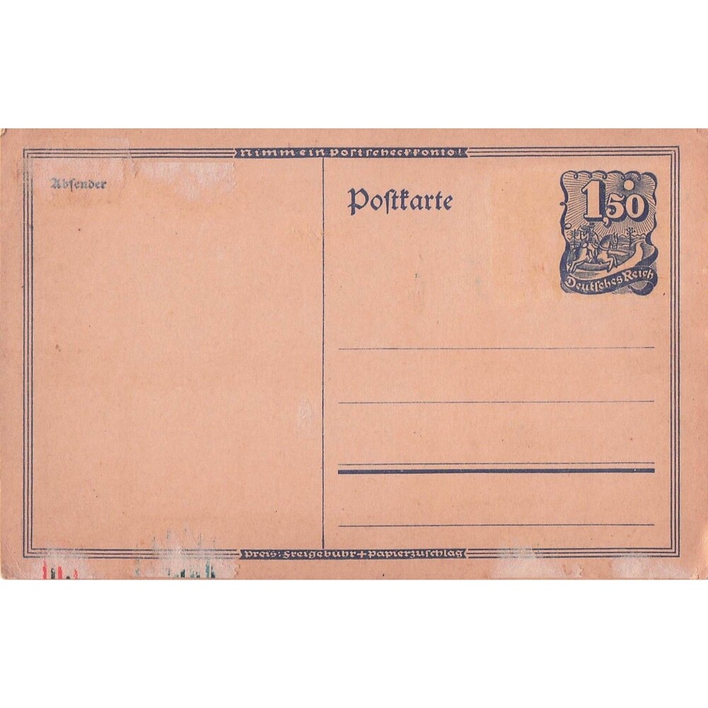 Postcard Antique German Postal Stationery Postkarte Deutsches Reich 1½ Pfennig